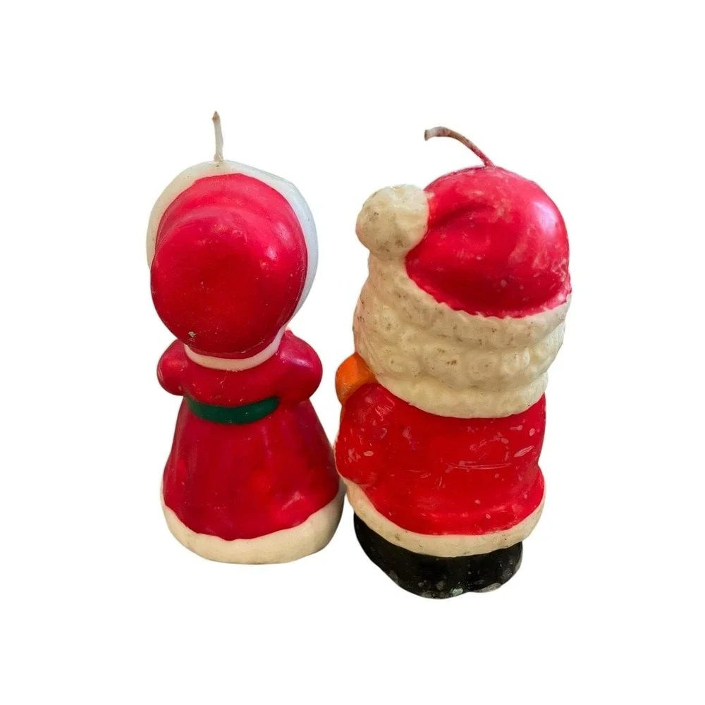 Vintage Christmas Candles Lot 8 Mid Century Red Green Santa Snowman Caroler MCM